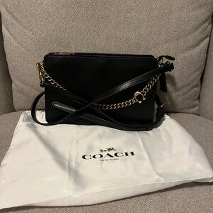 Coach Black Crossbody with Gold Chain